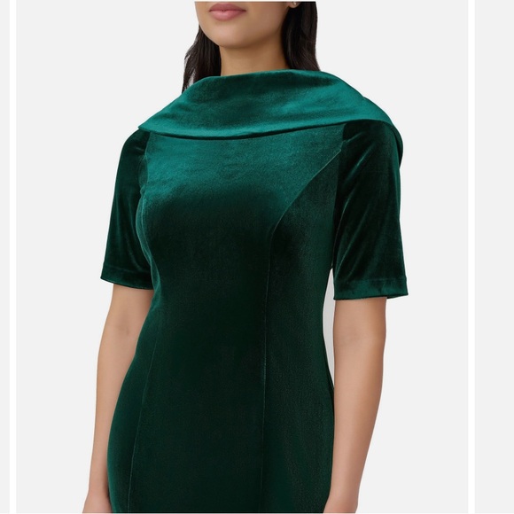 Adrianna Papell Short Sleeve Roll Neck Velvet Sheath Dress - Picture 2 of 12